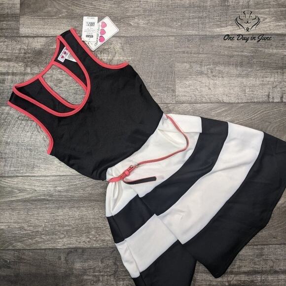 Three Pink Hearts Juniors Striped Sleeveless Belted Dress Size XS - Picture 1 of 4